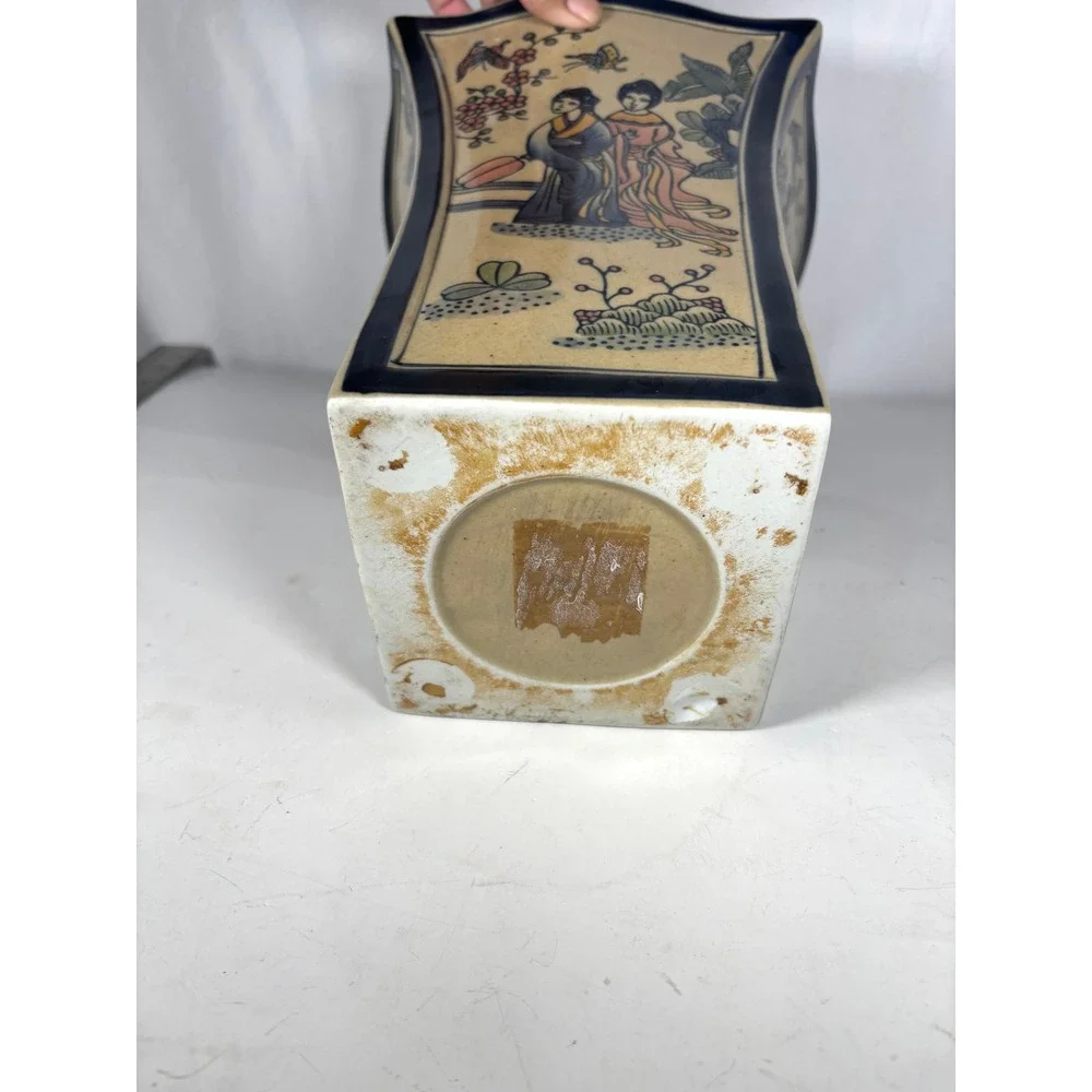 Vintage Asian Inspired‎ Ceramic Vase Geisha Women Butterfly Motif 10
